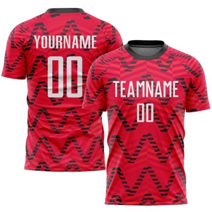 Custom Soccer Uniform Jersey Red White Black Sublimation Style 4027 Custom Red White-Black Sublimation Soccer Uniform Jersey