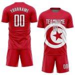 Custom Tunisian Flag Soccer Uniform Jersey - Red and Black Sublimation Design Custom Red White-Black Sublimation Tunisian - Image 2