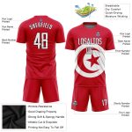 Custom Tunisian Flag Soccer Uniform Jersey - Red and Black Sublimation Design Custom Red White-Black Sublimation Tunisian - Image 3