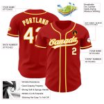 Custom Authentic Baseball Jersey Red White Gold - Stylish Sports Apparel Custom Red White-Gold Authentic Baseball Jersey - Image 3
