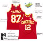 Custom Authentic Basketball Jersey Red White Gold Retro Design Custom Red White-Gold Authentic Throwback Basketball Jersey - Image 2