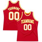 Custom Authentic Basketball Jersey Red White Gold Retro Design Custom Red White-Gold Authentic Throwback Basketball Jersey