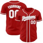 Custom Authentic Baseball Jersey Red White Gray Style 9654 for Men and Women Custom Red White-Gray Authentic Baseball Jersey