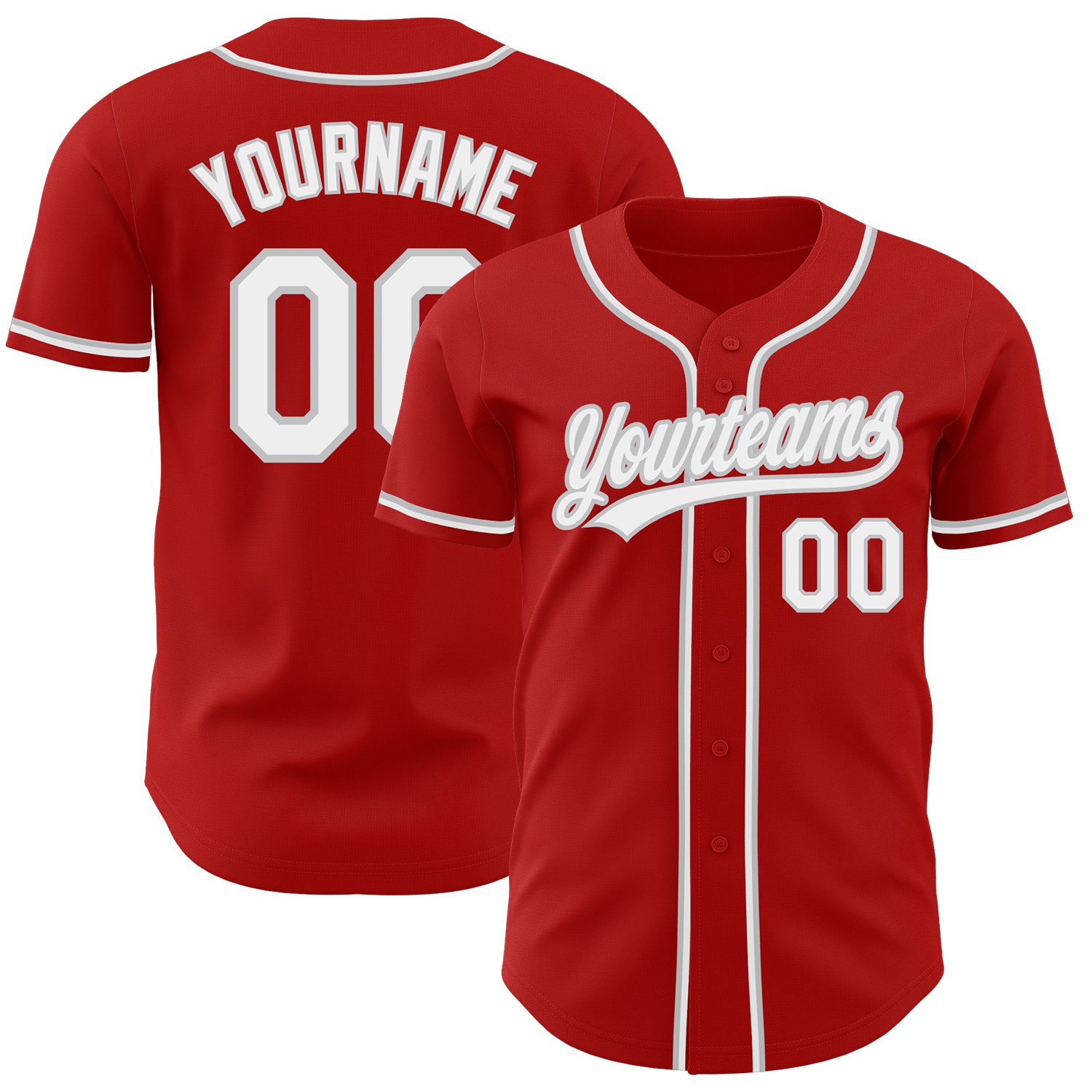 Custom Authentic Baseball Jersey Red White Gray Style 9654 for Men and Women Custom Red White-Gray Authentic Baseball Jersey