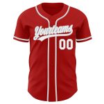 Custom Authentic Baseball Jersey Red White Gray Style 9654 for Men and Women Custom Red White-Gray Authentic Baseball Jersey - Image 2