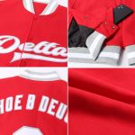Red White Gray Varsity Letterman Jacket Full-Snap Custom Bomber Style Custom Red White-Gray Bomber Full-Snap Varsity Letterman - Image 2