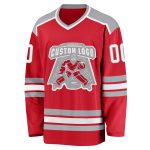 Custom Red White Gray Hockey Jersey Personalized Team Apparel Custom Red White-Gray Hockey Jersey - Image 2