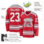 Custom Red White Gray Hockey Jersey Personalized Team Apparel Custom Red White-Gray Hockey Jersey - Image 3
