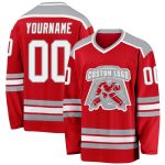 Custom Red White Gray Hockey Jersey Personalized Team Apparel Custom Red White-Gray Hockey Jersey
