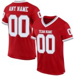 Custom Authentic Football Jersey - Red White Gray Mesh Throwback Design Custom Red White-Gray Mesh Authentic Throwback Football