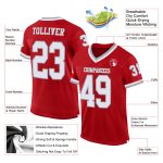Custom Authentic Football Jersey - Red White Gray Mesh Throwback Design Custom Red White-Gray Mesh Authentic Throwback Football - Image 2