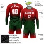 Custom Red Green White Soccer Jersey Long Sleeve Fade Fashion Uniform Custom Red White-Green Sublimation Long Sleeve Fade - Image 3