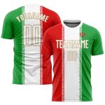 Iranian Flag Soccer Jersey - Custom Red White Kelly Green Old Gold Sublimation Uniform Custom Red White Kelly Green-Old Gold