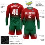 Custom Soccer Uniform Jersey - Red White Kelly Green Fade Long Sleeve Sublimation Custom Red White-Kelly Green Sublimation - Image 3