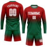 Custom Soccer Uniform Jersey - Red White Kelly Green Fade Long Sleeve Sublimation Custom Red White-Kelly Green Sublimation - Image 2