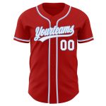 Custom Authentic Baseball Jersey in Red, White, and Light Blue Custom Red White-Light Blue Authentic Baseball Jersey - Image 2