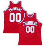 Custom Throwback Basketball Jersey Red White Light Blue Authentic Custom Red White-Light Blue Authentic Throwback Basketball