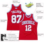 Custom Throwback Basketball Jersey Red White Light Blue Authentic Custom Red White-Light Blue Authentic Throwback Basketball - Image 2