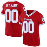 Authentic Red White Light Blue Custom Mesh Football Jersey - Throwback Style Custom Red White-Light Blue Mesh Authentic Throwback