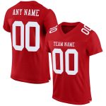Red White Authentic Custom Football Jersey - Personalized Mesh Design Custom Red White Mesh Authentic Football Jersey