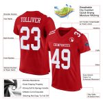 Red White Authentic Custom Football Jersey - Personalized Mesh Design Custom Red White Mesh Authentic Football Jersey - Image 2