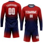 Red White Navy Custom Sublimation Soccer Jersey Long Sleeve Fade Fashion Uniform Custom Red White-Navy Sublimation Long Sleeve - Image 2