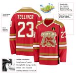 Red White Gold Custom Hockey Jersey - Personalized Team Apparel Custom Red White-Old Gold Hockey Jersey - Image 3