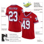 Custom Red White Royal Football Jersey Authentic Throwback Mesh Design Custom Red White-Royal Mesh Authentic Throwback Football - Image 2