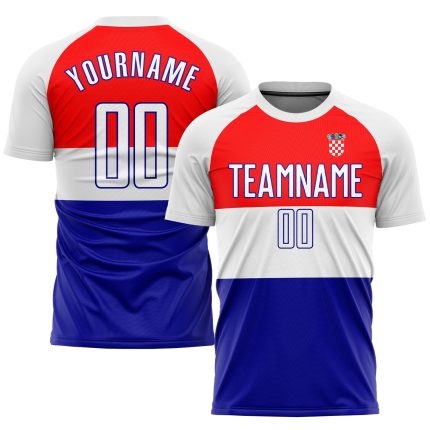 Custom Croatian Flag Soccer Jersey - Red White Royal Sublimation Uniform Custom Red White-Royal Sublimation Croatian Flag