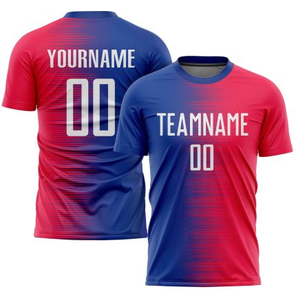 Custom Sublimation Soccer Uniform Jersey Red White-Royal Design Custom Red White-Royal Sublimation Soccer Uniform Jersey