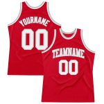 Custom Authentic Basketball Jersey - Red White Silver Gray Throwback Design Custom Red White-Silver Gray Authentic Throwback