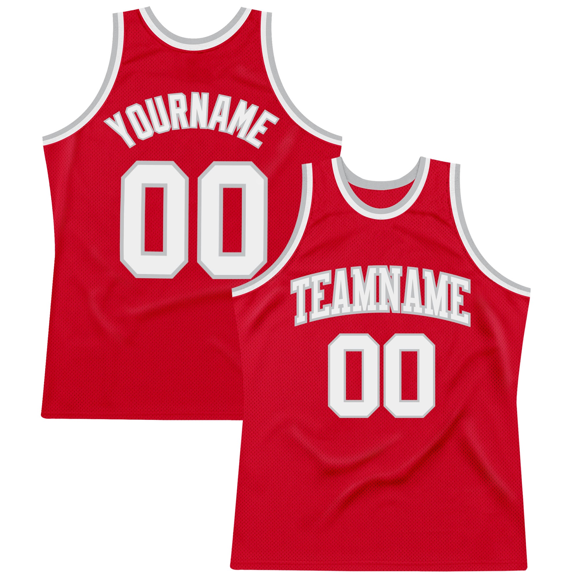 Custom Authentic Basketball Jersey - Red White Silver Gray Throwback Design Custom Red White-Silver Gray Authentic Throwback