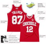 Custom Authentic Basketball Jersey - Red White Silver Gray Throwback Design Custom Red White-Silver Gray Authentic Throwback - Image 2