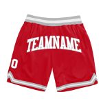 Authentic Red White Silver Gray Basketball Shorts - Custom Throwback Design Custom Red White-Silver Gray Authentic Throwback