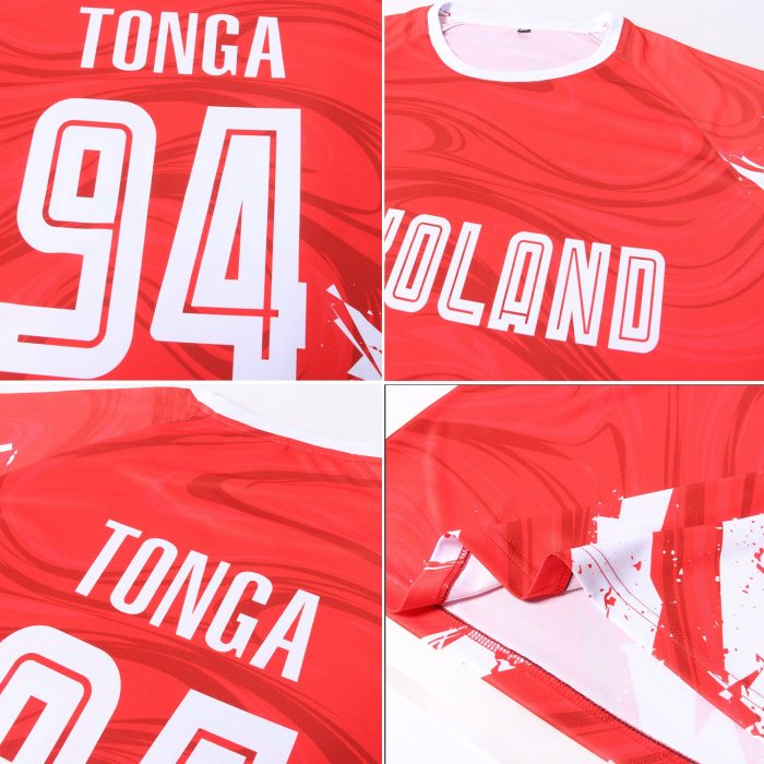 Custom Sublimation Soccer Jersey - Red and White Team Uniform Custom Red White Sublimation Soccer Uniform Jersey - Image 6