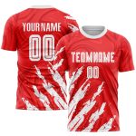 Custom Sublimation Soccer Jersey - Red and White Team Uniform Custom Red White Sublimation Soccer Uniform Jersey