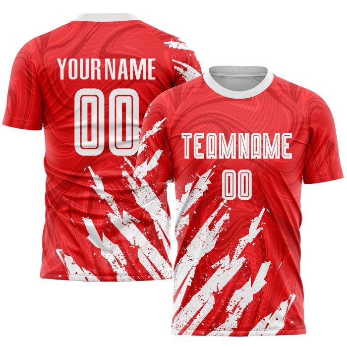 Custom Sublimation Soccer Jersey - Red and White Team Uniform Custom Red White Sublimation Soccer Uniform Jersey - Image 1