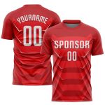 Custom Soccer Uniform Jersey Red White Sublimation Style 7609 - Performance Apparel for Teams Custom Red White Sublimation