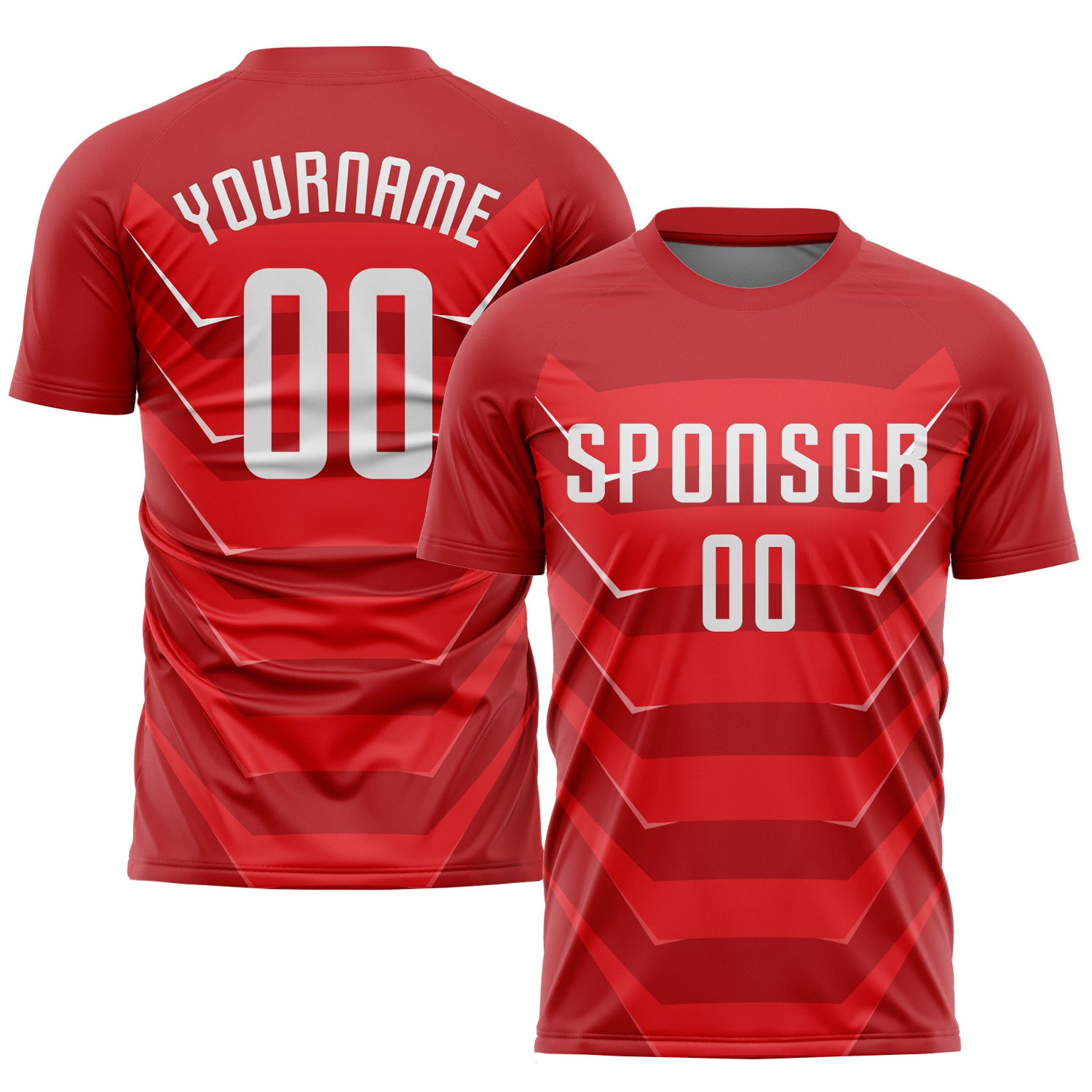 Custom Soccer Uniform Jersey Red White Sublimation Style 7609 - Performance Apparel for Teams Custom Red White Sublimation