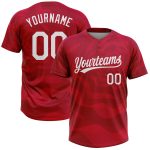 Custom Red White Two-Button Softball Jersey for Unisex - Comfortable and Stylish Athletic Wear Custom Red White Two-Button