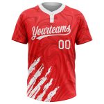 Unisex Custom Softball Jersey Red White Two-Button Style 7940 Custom Red White Two-Button Unisex Softball Jersey Style 7940 - Image 2