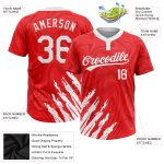 Unisex Custom Softball Jersey Red White Two-Button Style 7940 Custom Red White Two-Button Unisex Softball Jersey Style 7940 - Image 3