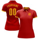 Custom Performance Golf Polo Shirt in Red and Yellow Color Combination Custom Red Yellow Performance Golf Polo Shirt - Image 2