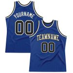 Custom Black-Cream Authentic Basketball Jersey - Royal Throwback Design Custom Royal Black-Cream Authentic Throwback Basketball