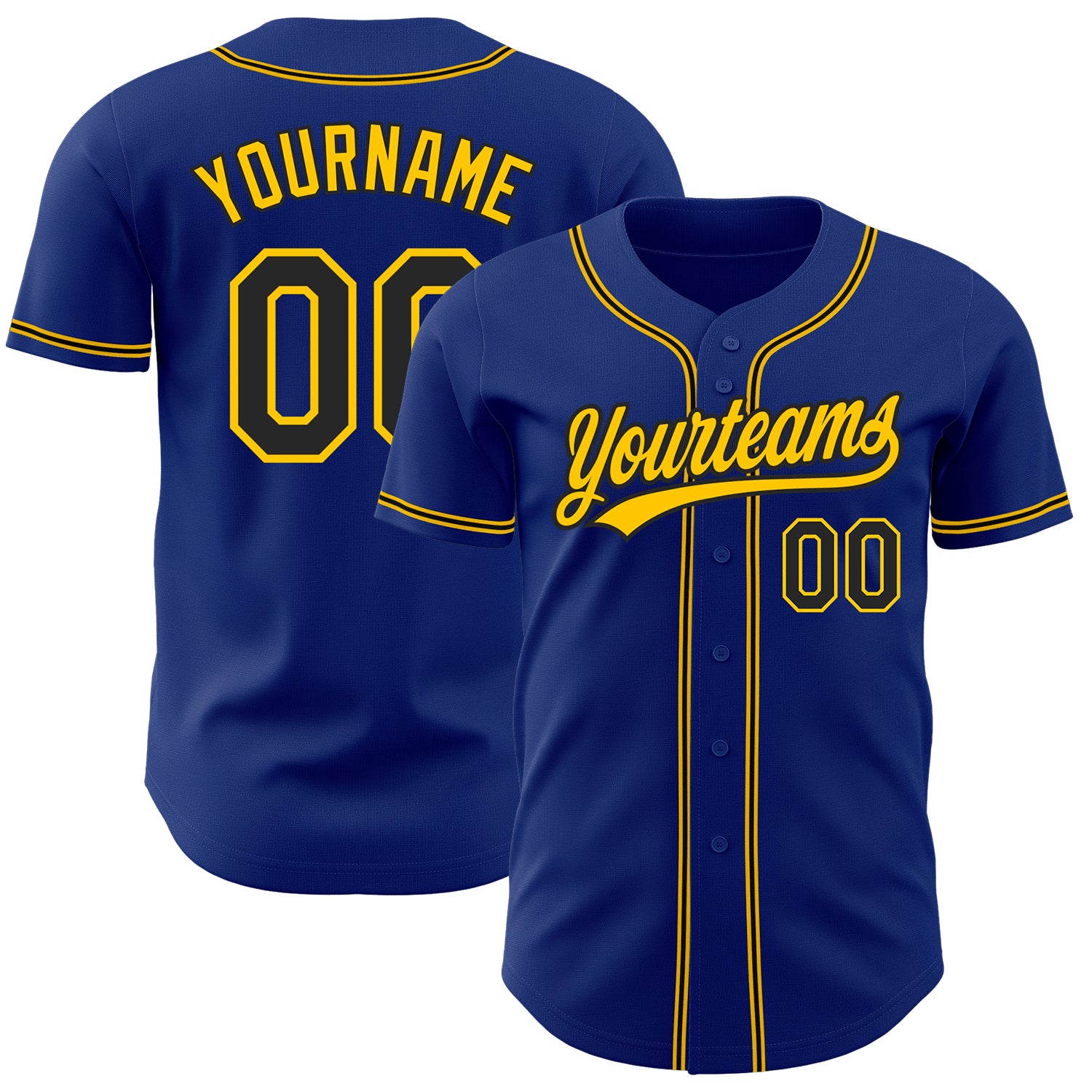 Custom Black Gold Authentic Baseball Jersey - Personalized Royal Design Custom Royal Black-Gold Authentic Baseball Jersey