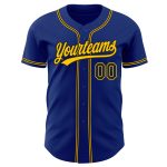 Custom Black Gold Authentic Baseball Jersey - Personalized Royal Design Custom Royal Black-Gold Authentic Baseball Jersey - Image 2