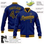 Custom Black Gold Bomber Jacket Varsity Letterman Full-Snap Style, Personalized Design for Men Custom Royal Black-Gold Bomber - Image 3