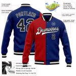Custom Royal Black Red Bomber Varsity Letterman Jacket - Full Snap Fashion Split Design Custom Royal Black-Red Bomber Full-Snap - Image 3