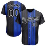 Custom Black White 3D Pattern Authentic Baseball Jersey - Style 7877 Custom Royal Black-White 3D Pattern Design Authentic
