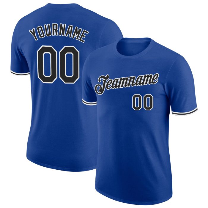 Custom Royal Black and White Performance T-Shirt for Men and Women, Breathable Activewear Custom Royal Black-White Performance - Image 1